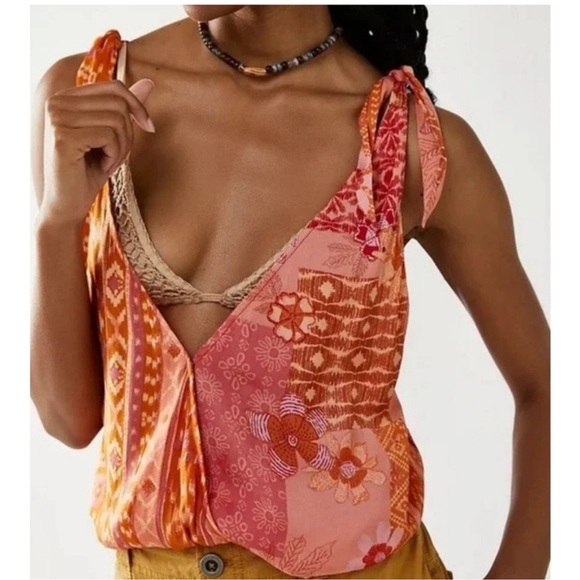 Free People NEW Tied to You Tank Size XS Color: Lemonade - Picture 5 of 13
